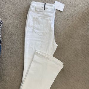 White flare pants